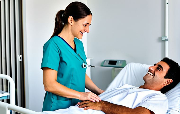 Nurse**

"A dedicated nurse in a professional, fully clothed uniform, tending to a patient in a bright and modern hospital room in Madrid. The nurse is smiling reassuringly. Appropriate attire, safe for work, perfect anatomy, correct proportions, natural pose, professional medical setting, modest, high quality."

**