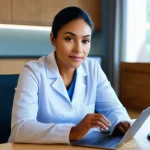 간호사 학점은행제로 학위 취득하기 - **Prompt:** A focused and determined female nurse, in her late 30s to early 40s, with warm, intellig...