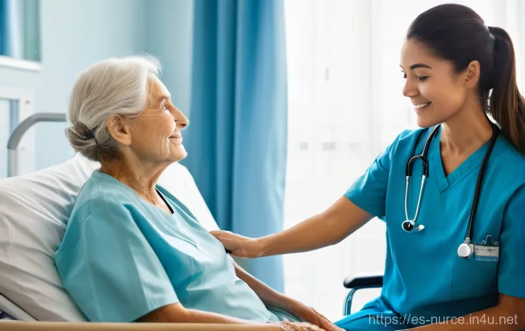 간호사로서의 사회적 기여 - **Prompt: Empathetic Nurse Comforting an Elderly Patient**
    "A compassionate female nurse, with k...