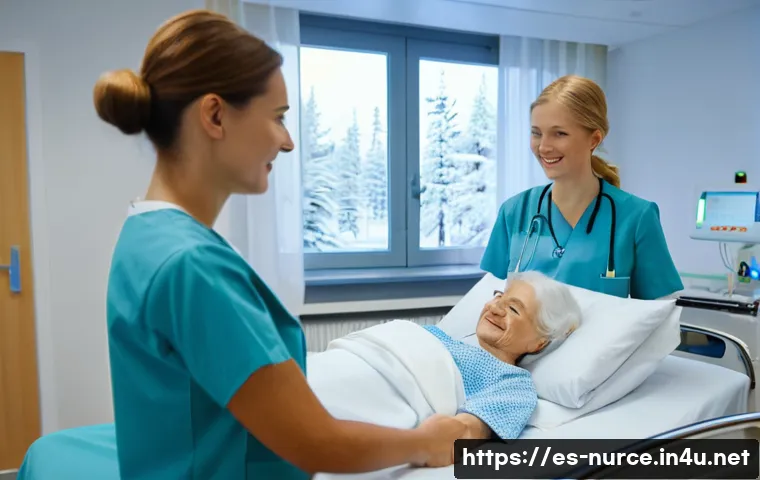 간호사의 해외 인턴십 성공 사례 - **Prompt 1: Nordic Nursing Excellence and Care**
    "A candid, medium shot of a young Spanish femal...