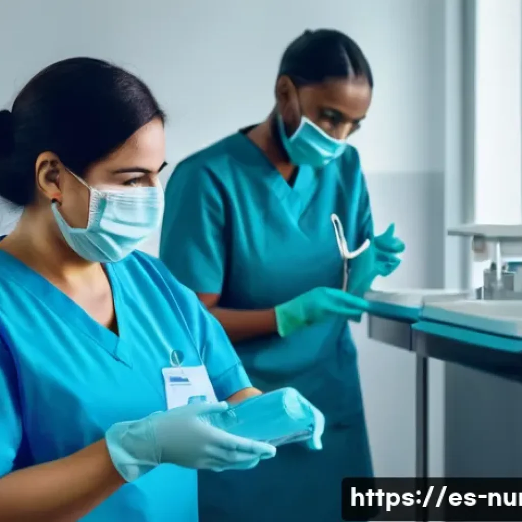 간호사의 감염 예방 프로그램 - A busy hospital clinical area in Spain showing diverse healthcare professionals&mdash;doctors, nurses, and...