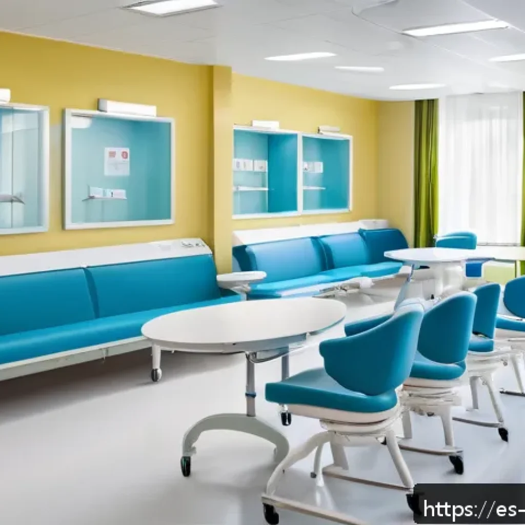 간호사 직무 만족도 조사 - A bright and modern hospital nursing station with clean, well-organized equipment and bright, natura...